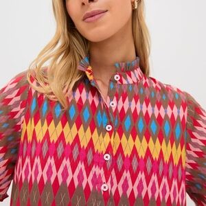 Ro's Garden Pink Diamond Womens Medium Blouse With Ruffle Neck